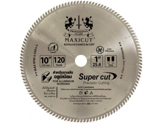 ใบเลื่อยวงเดือนตัดอลูมิเนียม TCG 10”x120T MAXICUT สีน้ำเงิน